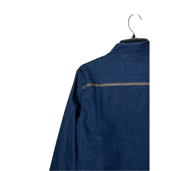 1656. PENDLETON LONG SLEEVE FULL ZIP DENIM JACKET SIZE MEDIUM FAUX LEATHER TRIM - Picture 9 of 10